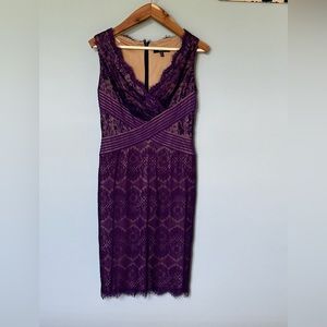 Size 8 Petite plum Adrianna Papell lace dress.